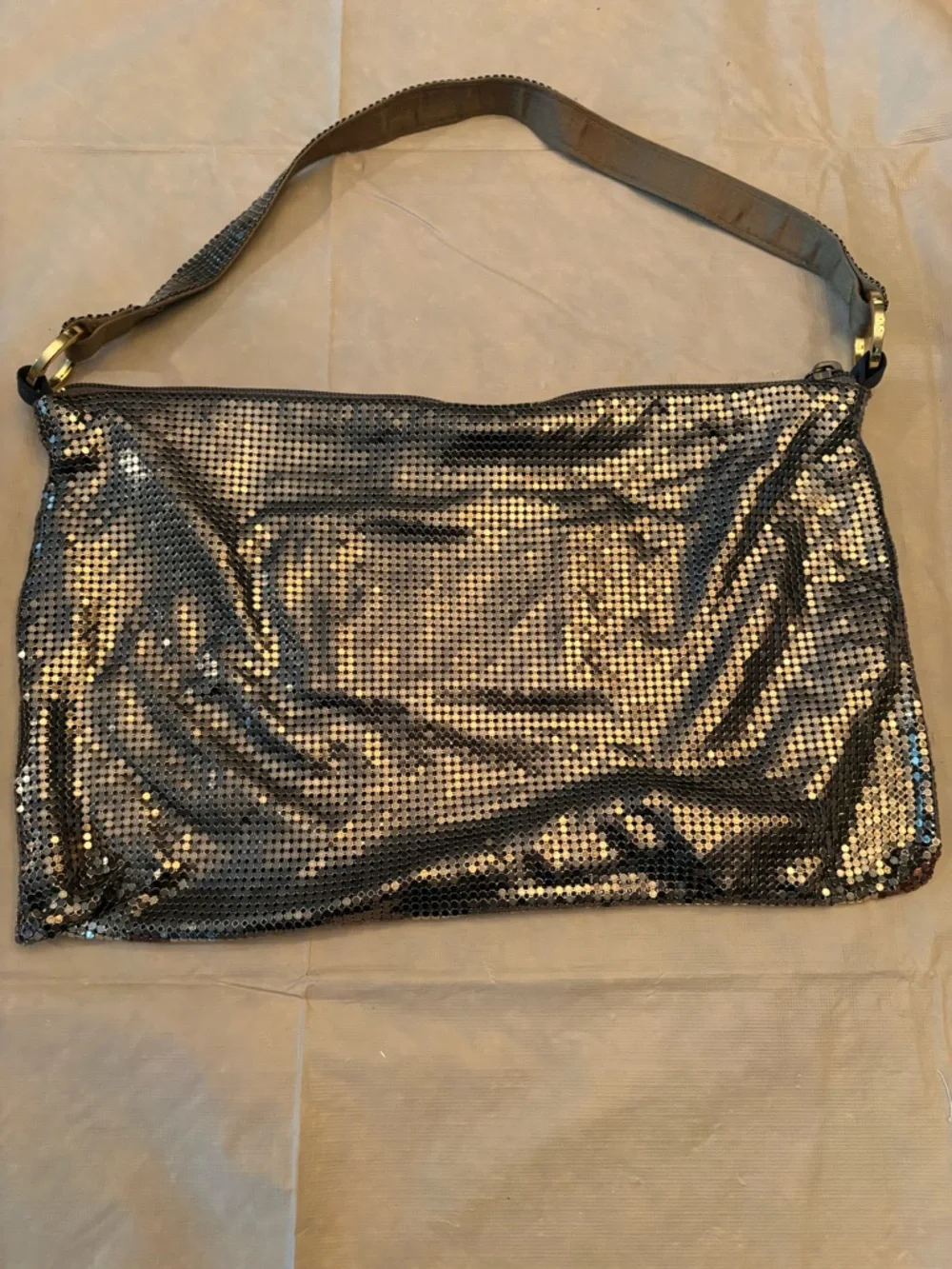 Whiting and David Metallic Mesh Stripe Shoulder Bag - Picture 2 of 9